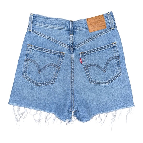 Levi’s Premium High Loose Denim Jean Shorts Women’s 24 Raw Hem Frayed High Rise - Picture 2 of 7